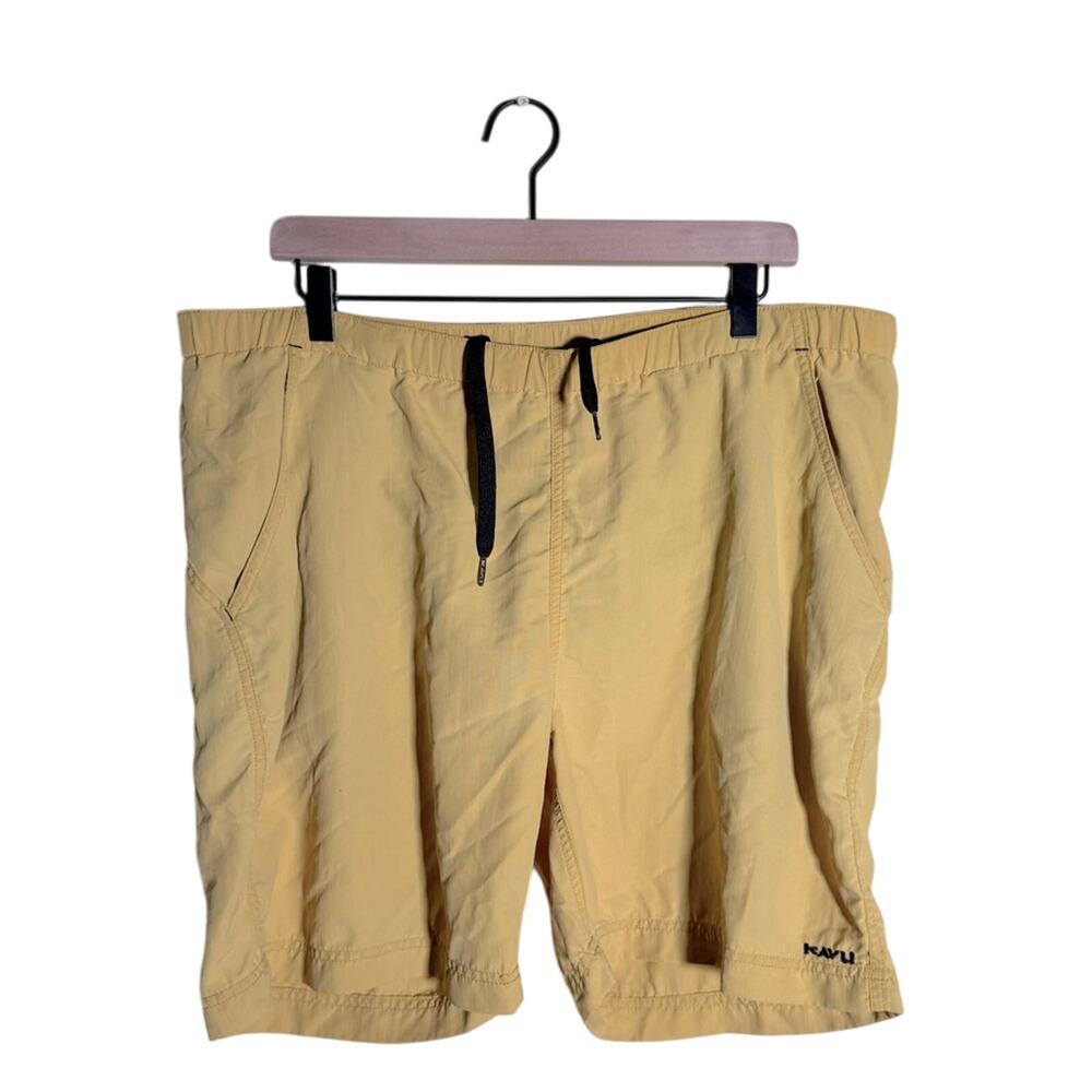 KAVU men’s mustard drawstring swim trunks L